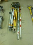 Hall & Watts Surveyor's level, 2 surveyors tripods, surveyors staff and pole