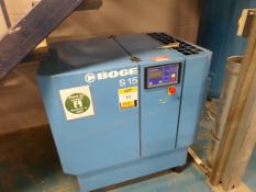 Boge S15 cabinet silenced rotary screw air compressor , 8 bar wp, indicated hours run 4,077,