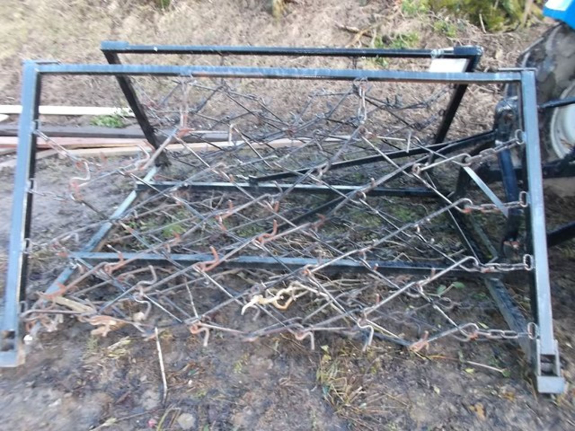 Tractor mounted, manual folding chain harrows, Location: Bridgend - Access to this location is via..