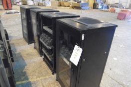 Lot comprising 24 Motorola MC70/75 type charging bases throughout and 4 mobile storage cabinets,