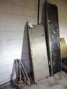 Two assorted scaffold boards & 4 spare wheels, board lengths: 2400 x 1700mm