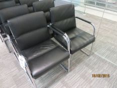 Eight Kusch Co scorpii lounge model 31703 chrome framed cantilever leather elbow chairs d.o.m. 12/