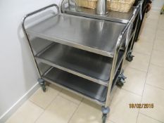 Two stainless steel 3 tier trolleys