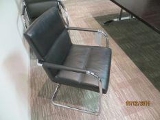 Six Kusch Co scorpii lounge model 31703 chrome framed cantilever leather elbow chairs d.o.m. 12/