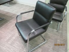 Four Kusch Co scorpii lounge model 31703 chrome framed cantilever leather elbow chairs d.o.m. 12/