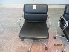 Charles Eames Vitra chrome framed 5 spoke mobile leather elbow chair