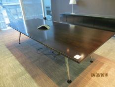 2 piece walnut effect boardroom table with 4 chrome legs 3000 x 1200mm
