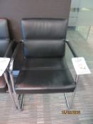 Two Kusch Co scorpii lounge model 31703 chrome framed cantilever leather elbow chairs d.o.m. 12/