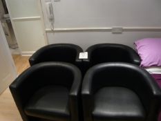 Four black leatherette tub chairs