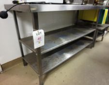 Stainless steel preparation table, with below shelf, 1500mm length (Please note: if successful in