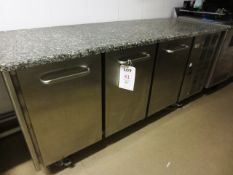 Stainless steel triple door counter, 1900mm length, with marble effect top (Please note: if