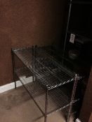 Three assorted netted shelf rack, two stainless steel and one aluminium (Please note: if