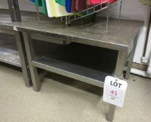 Stainless steel low level table, with below shelf, 610 x 650mm (Please note: if successful in