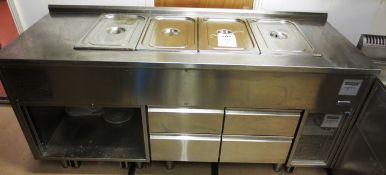 Electrolux stainless steel 4 tray bain marie chilled unit, with 4 freezer drawer unit below, -20ºC /