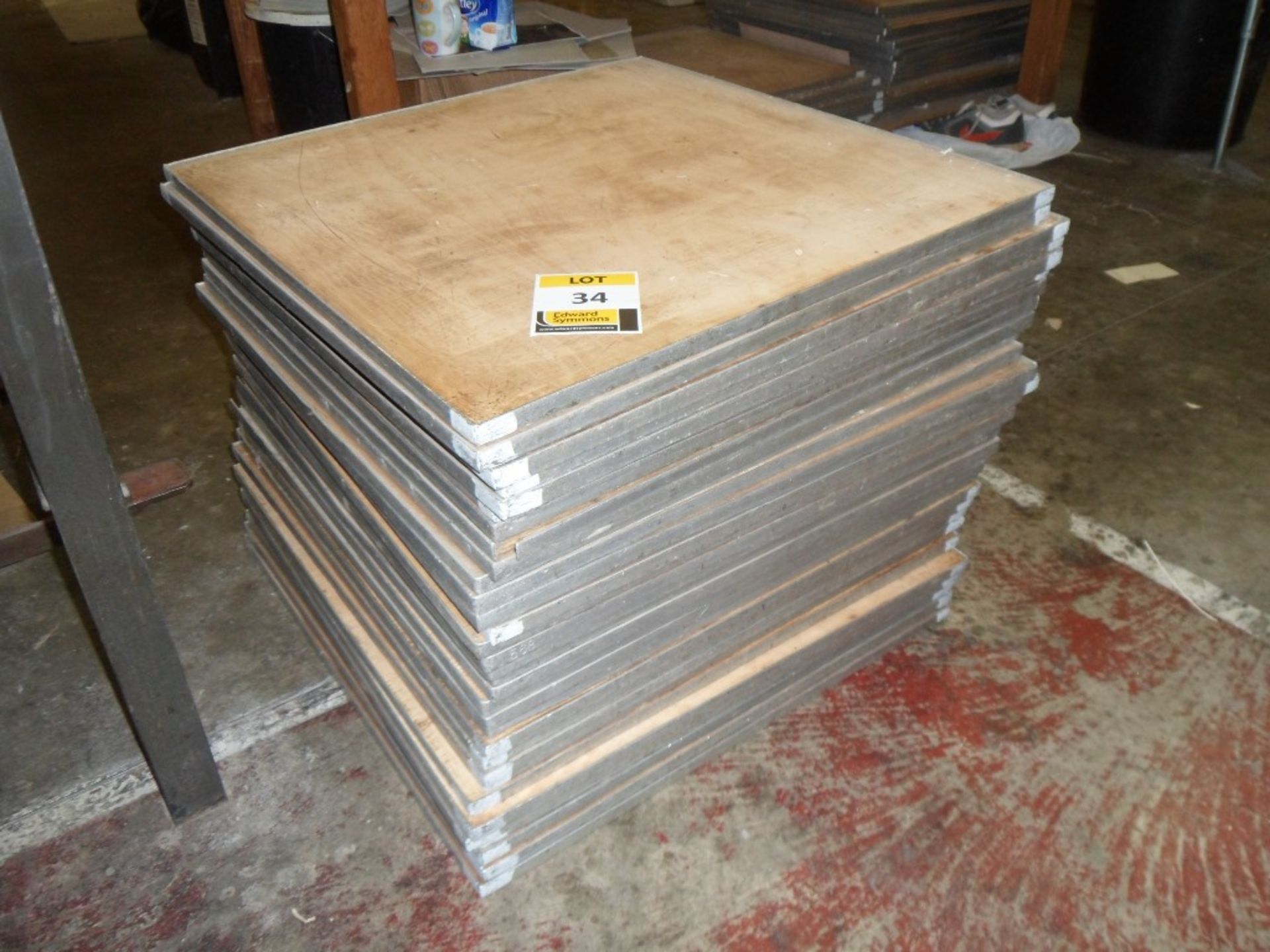 33 timber standing press boards, 24in  x 24in  (located at Falkirk)