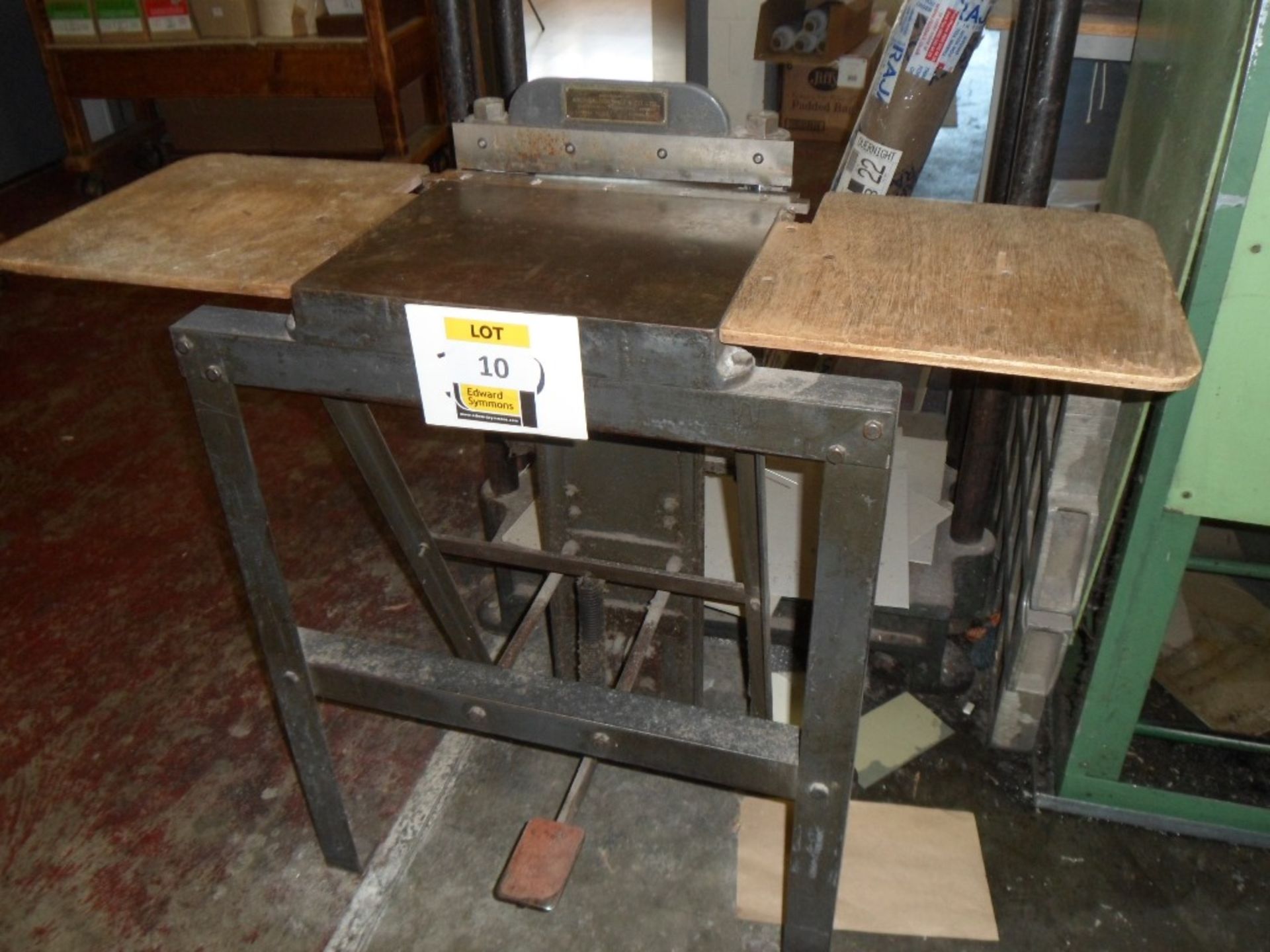 Archbald Bennet foot treadle operated paper trimmer, 14.5" knife (located at Falkirk)