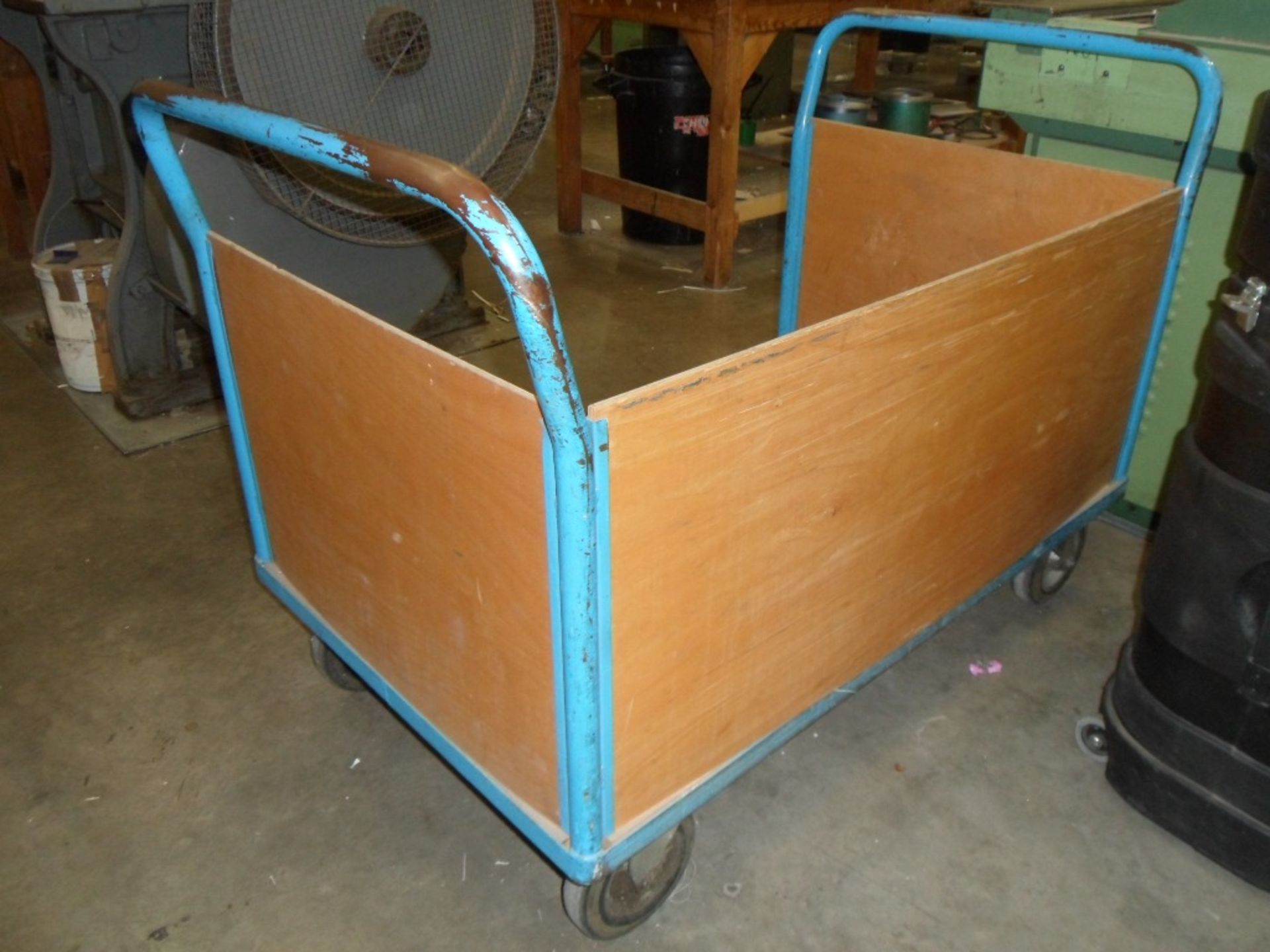 4 wheel tubular steel framed trolley, 48in x 30in with plyboarding to 3 sides (located at Falkirk) - Image 3 of 3