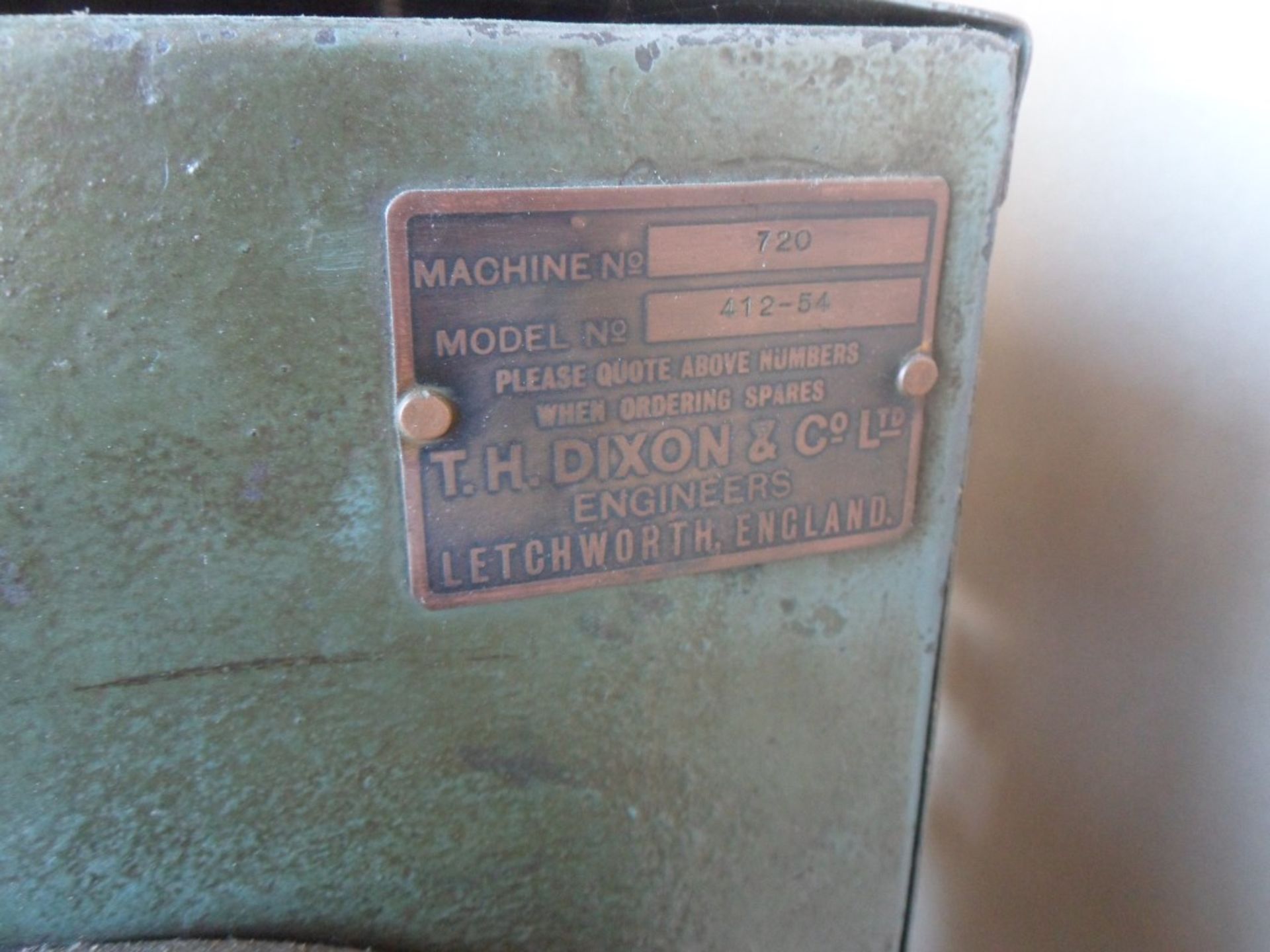 TH Dixon model 412-54 54in wide cloth slitter/cutter, serial no. 72, 440v (located at Falkirk). - Image 2 of 4