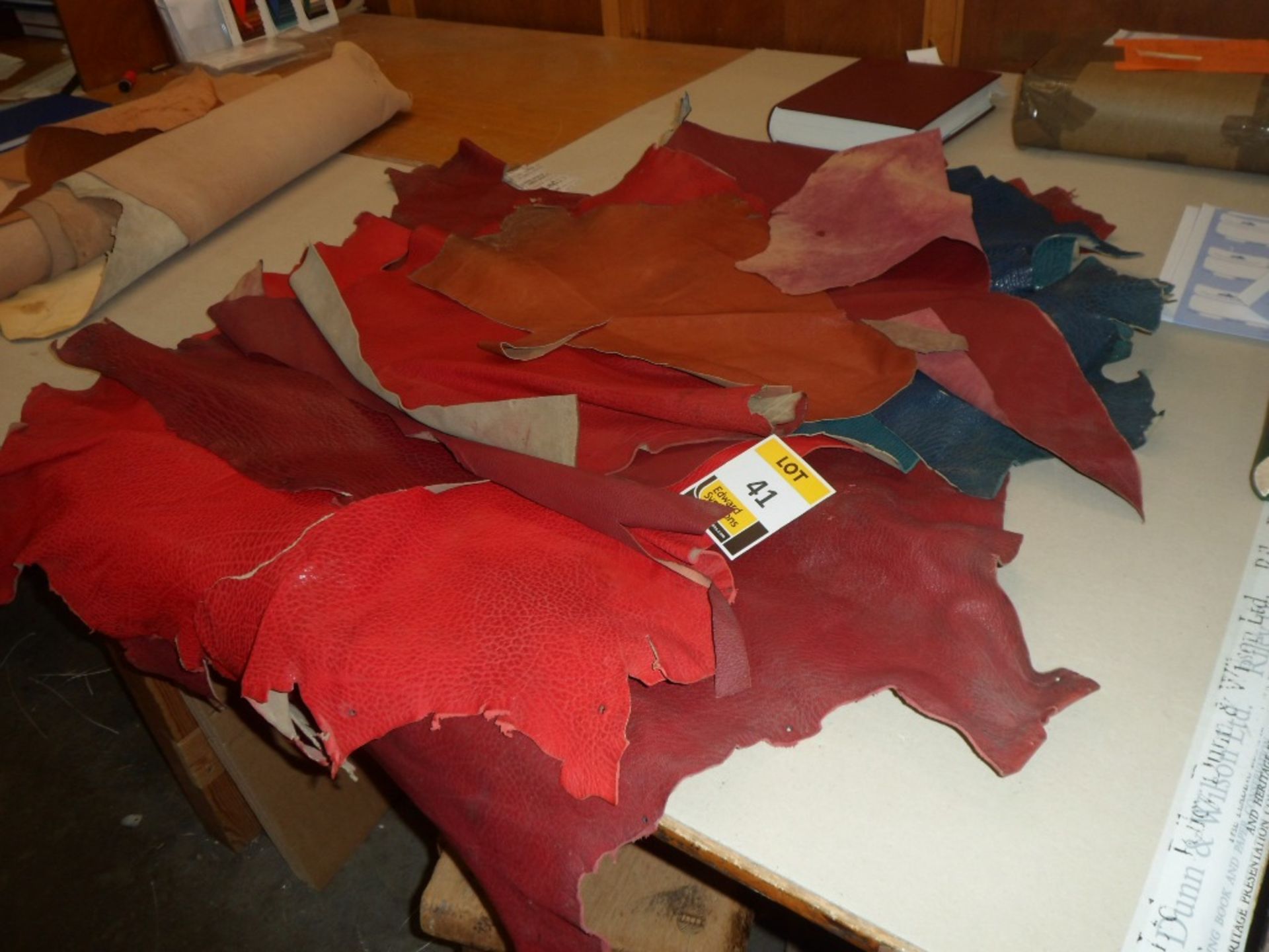 Assorted Leather Skins (mainly red)  (located at Falkirk)