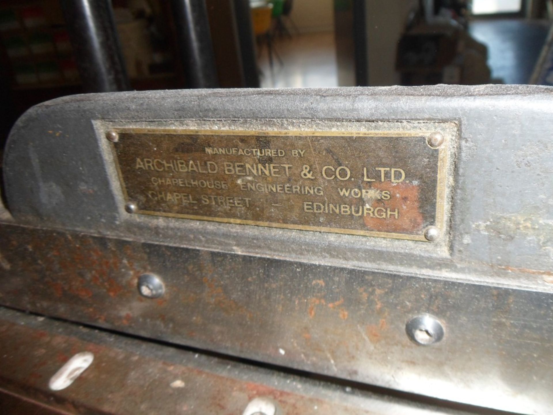 Archbald Bennet foot treadle operated paper trimmer, 14.5" knife (located at Falkirk) - Image 2 of 3