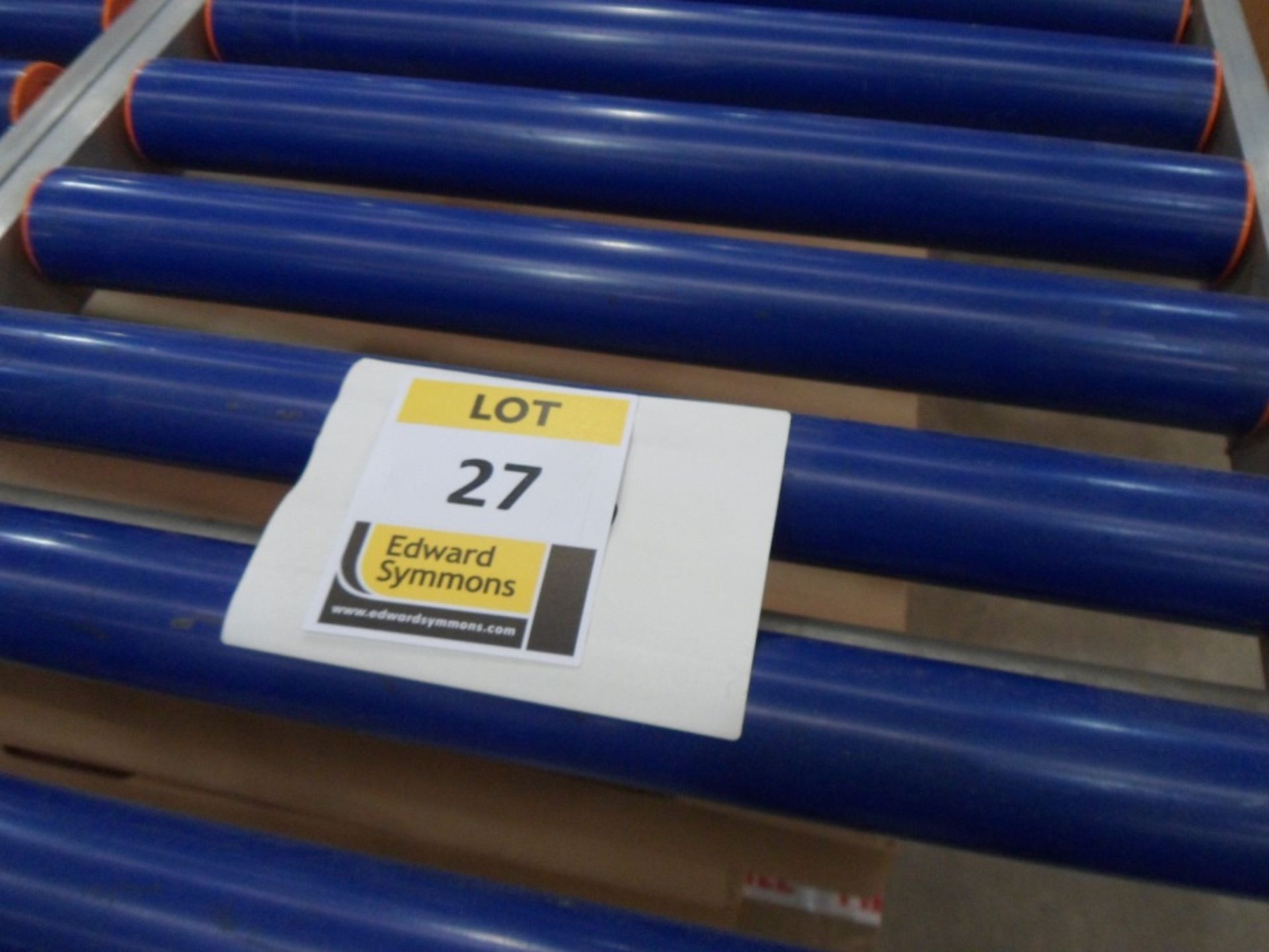 3 metre length of gravity roller conveyor, 500mm wide, 50mm rollers, 35mm pitch , on adjustable