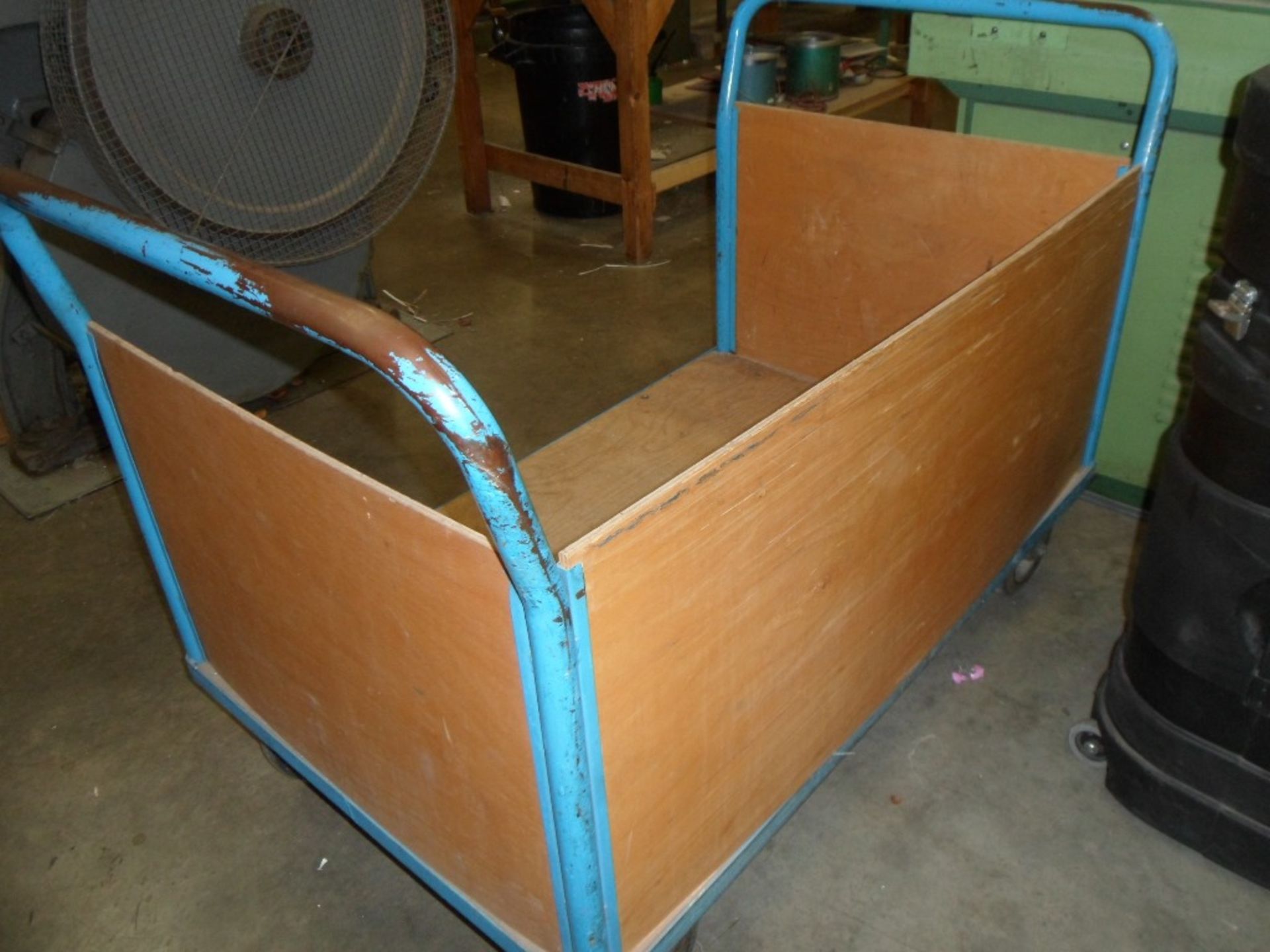 4 wheel tubular steel framed trolley, 48in x 30in with plyboarding to 3 sides (located at Falkirk) - Image 2 of 2