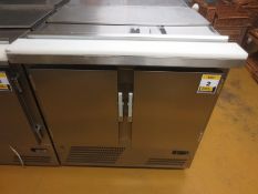 Centauro model Saladete -5/3 stainless steel double door refrigerated saladette with selection of GN