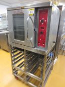 Blodgett solid state, 2 speed commercial electric fan oven ,240 volts,on stainles steel mobile