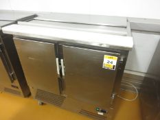 Stainless steel double door refrigerated saladette with selection of stainless steel containers