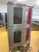 2 Blodgett solid state, 2 speed commercial electric fan ovens, 240 volts on stainles steel mobile
