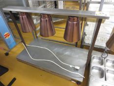 Parry counter top bain marie with overhead triple infra red lamps, dinensions (W)960mm x (D) 500mm