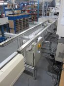 Gabiotec conveyor, serial no: 2064001, length 2100mm x adjustable width up to 500mm. Please note -