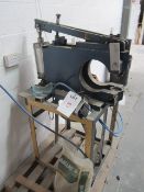 Unnamed pneumatic bench mounted c frame press with foot control and Jones Attwood Worcester 10