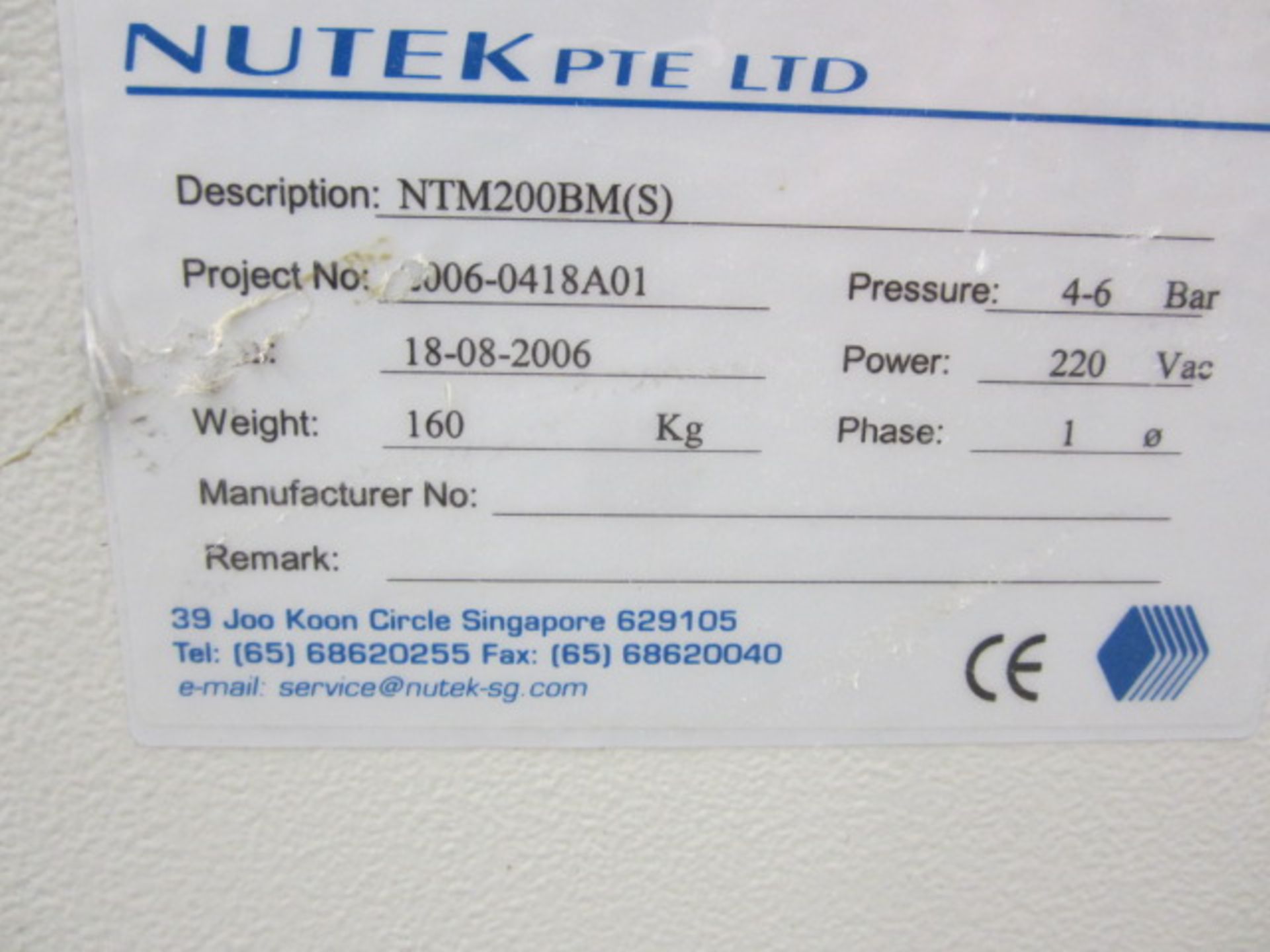 Nutek PTE Ltd PCB board Loader/Unloader, model no: NTN200BM, serial no: 2006-C418A01 (2006). - Image 3 of 4
