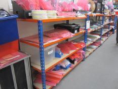 4 Bays of adjustable light duty 4 shelf shelving, 1250mm x 460mm x height 970mm