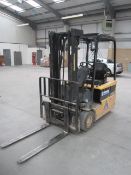 Daewoo B15T-2 ride on battery operated 3-Wheel forklift truck, serial no: CG-00134 (2000). run hours