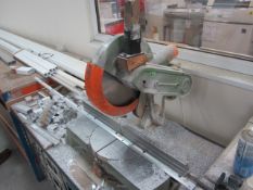 Bench top mitre saw mounted on steel worktop, 2 - boltless workbenches, 2450mm x 780mm x height
