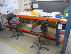 Boltless 2-shelf work bench, 2000mm x 700mm x height 900mm, 3-shelf boltless storage rack, 930mm x