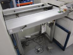 Nutek PTE Ltd conveyor, length 1000mm x adjustable width up to 400mm and adjustable height, model: