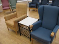 Two various style chairs and centre table