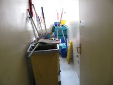 Contents of cleaning store to include: Three trolleys, Various cleaning utensils