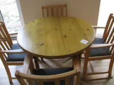 Round pine dining table four chairs