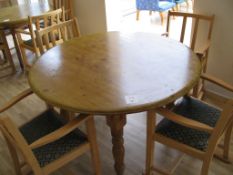 Round pine dining table four chairs