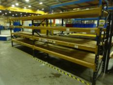 2 bays Link 51M 4 tier boltless steel pallet racking comprising, 3, 1.9m x 900mm end frames, 8 pairs