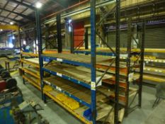 4 individual bays Link 51 4 tier boltless steel pallet racking comprising, 8 x 2.6m/2m x 900mm end