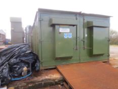 Hodge Clemco 4m x 10m containerised shot blast, double access doors, hanging rubber liners, integral