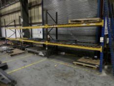 4 bays Link 51 2/3 tier boltless steel pallet racking comprising 8, 2,600mm x 900mm end frames, 9