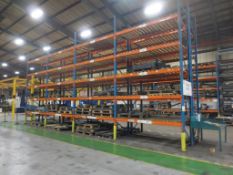 8 bays Dexion 5 tier boltless steel pallet racking comprising 10, 6400mm x 900mm end frames, 20