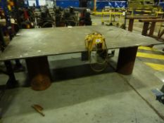 2.6m x 2m welded steel heavy duty workbench with 20mm thick steel top