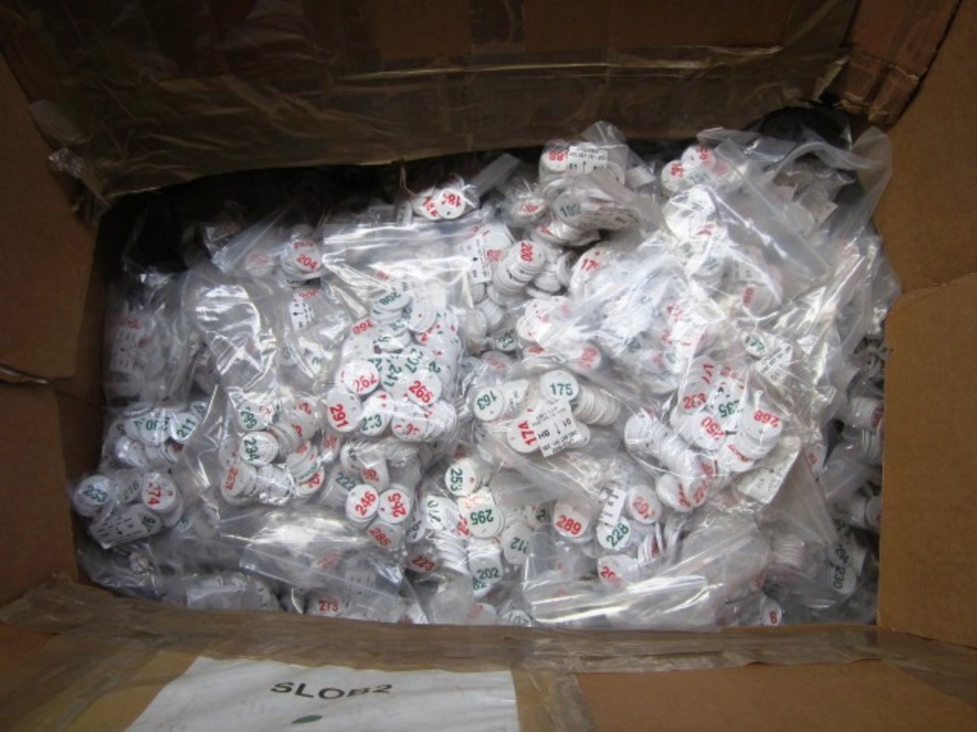 Large quantity of number tags